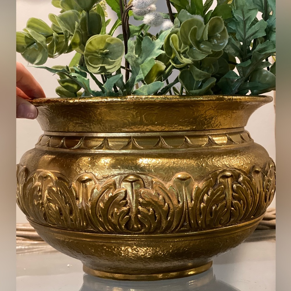 Gold Ornate Planter with Greenery